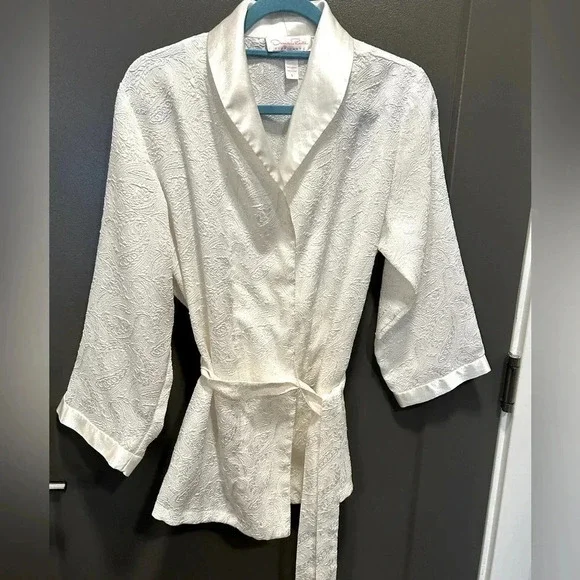 OSCAR DELA RENTA PINK LABEL VINTAGE TEXTURED FLIRTY EYE-CATCHING ROBE SLEEK TRIM - Picture 1 of 5